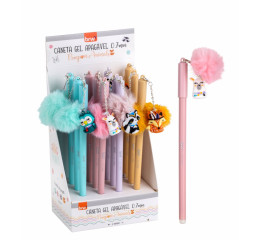 CANETA ESFER.GEL APAGAV.POMPOM ANIM DP C/12 CA0237